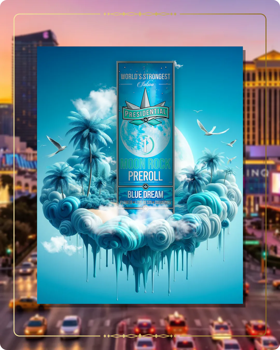 Blue Dream Presidential pre-roll variant 2 for the Nevada Gold page