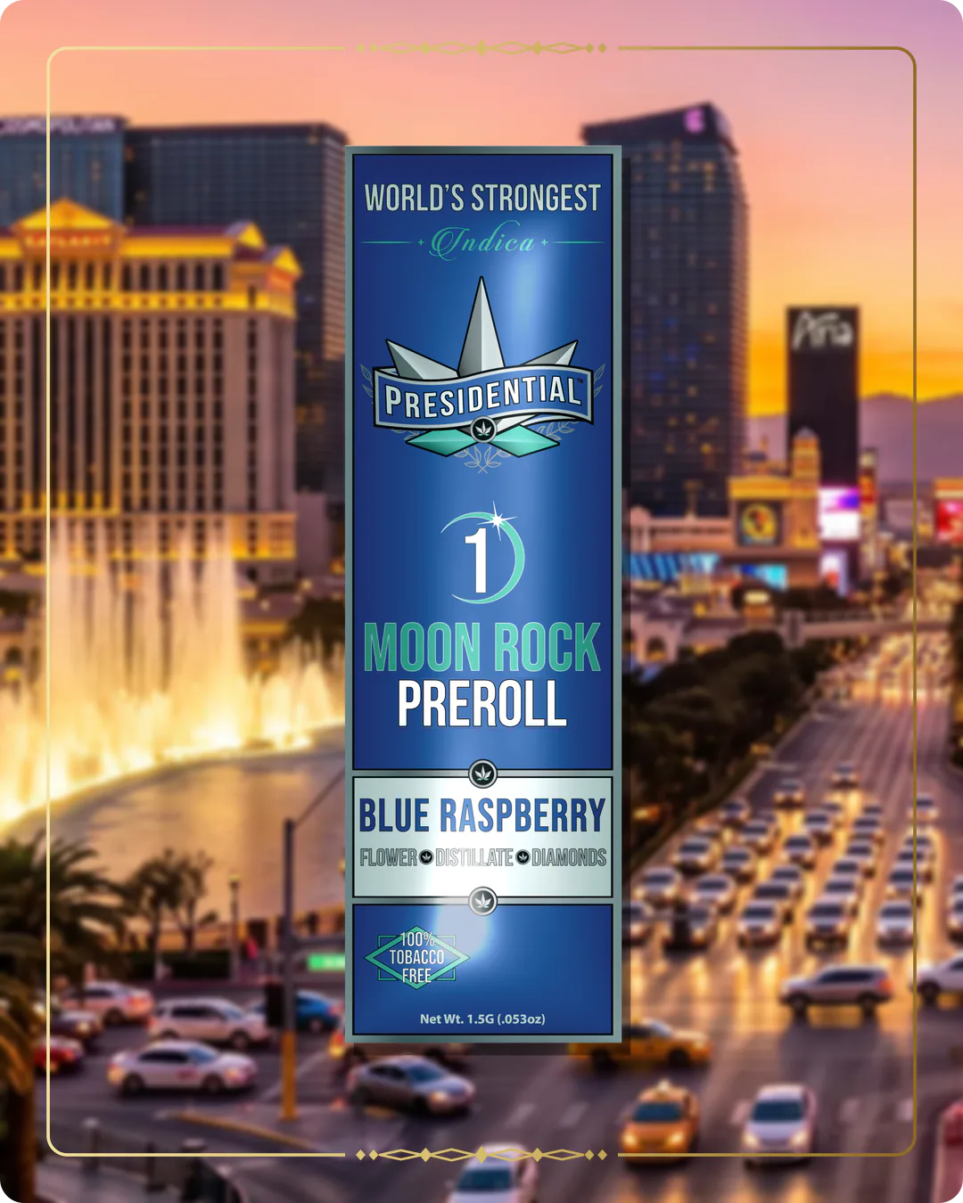 Blue Raspberry Presidential pre-roll for the Nevada brand story