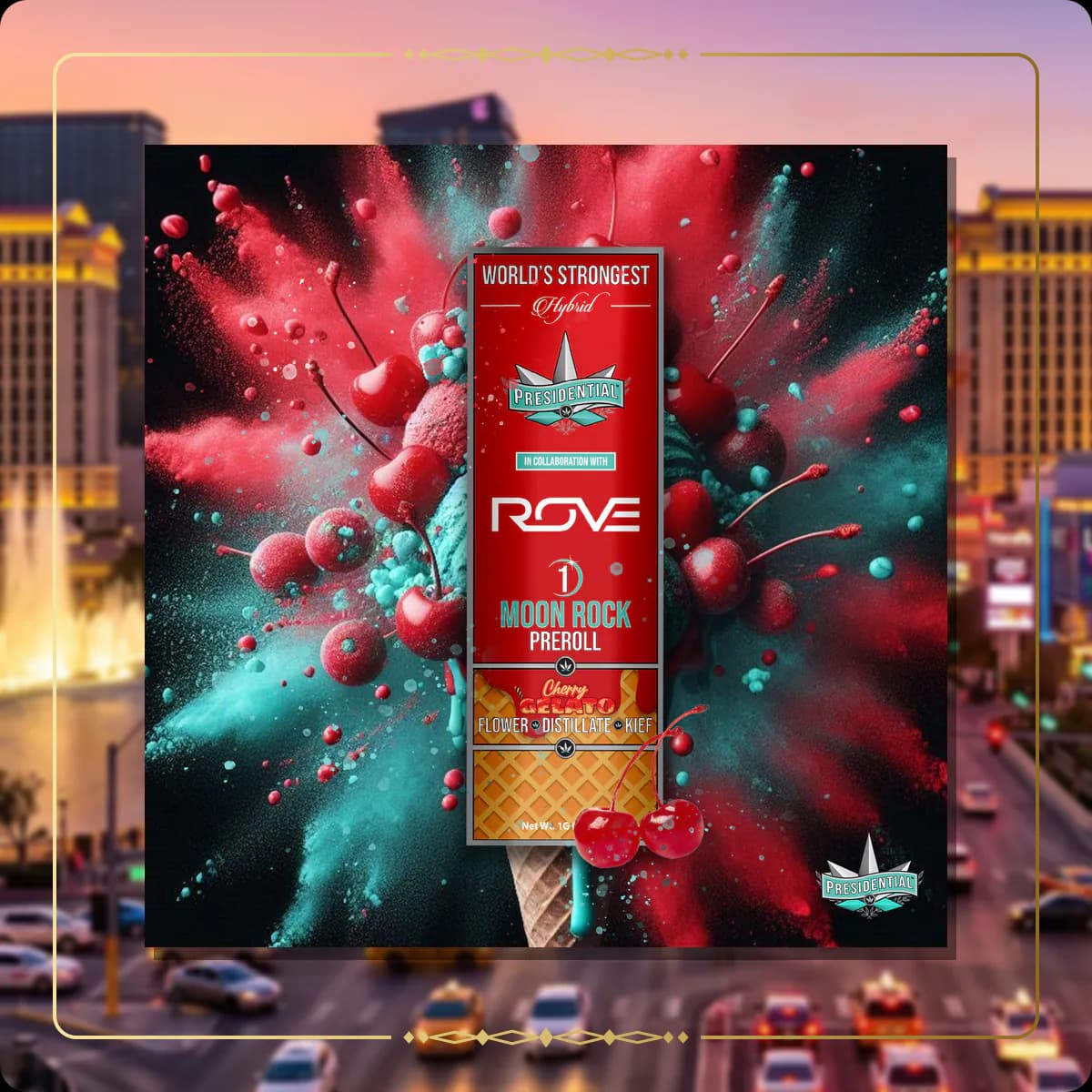 Cherry Gelato Presidential pre-roll variant 2 for the Nevada Gold page