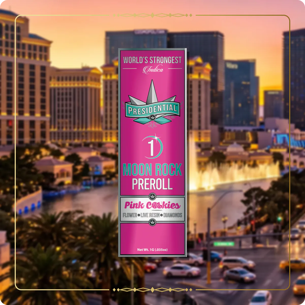 Pink Cookies Presidential pre-roll variant 2 for the Nevada Gold page