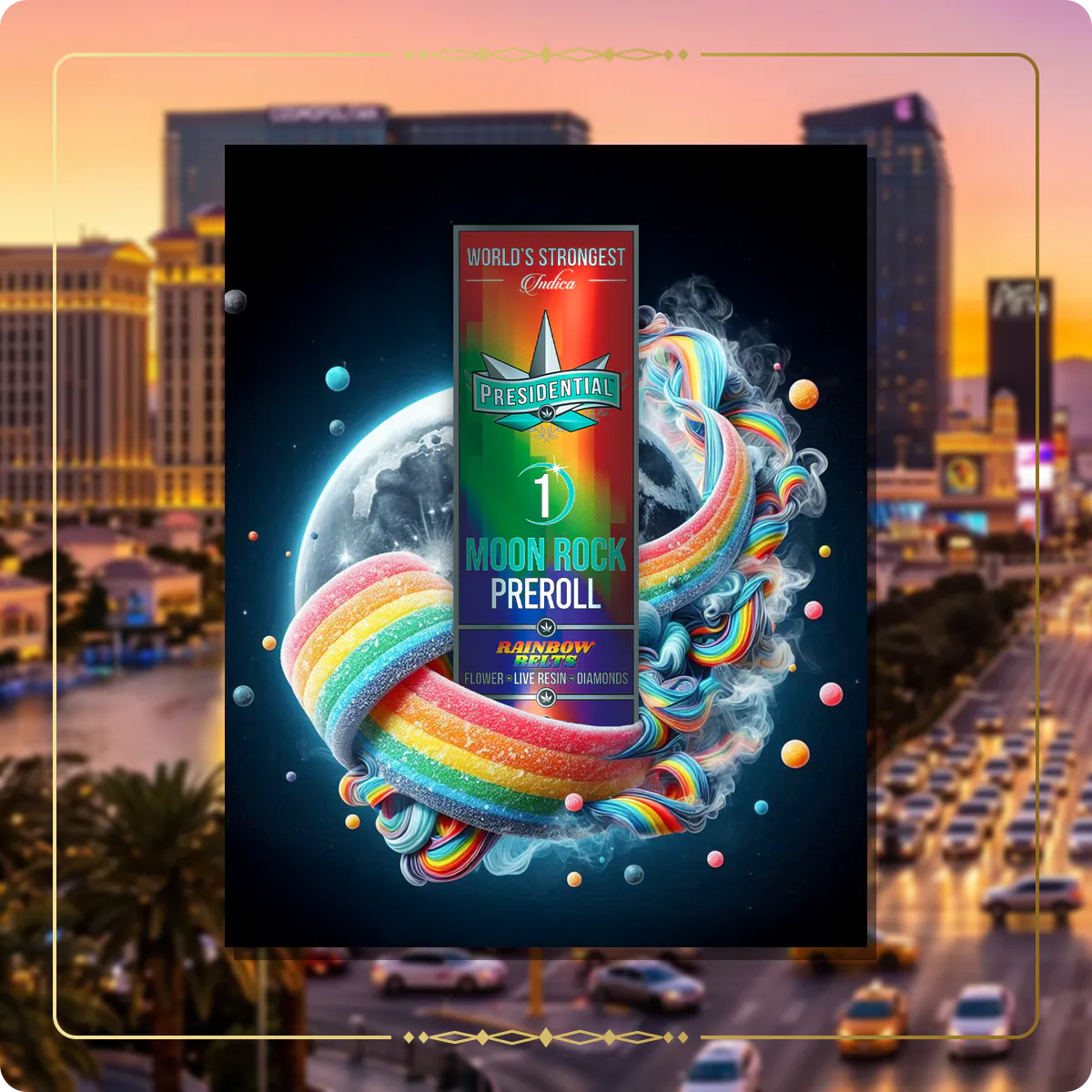 Rainbow Belts Presidential pre-roll for the Nevada Gold page
