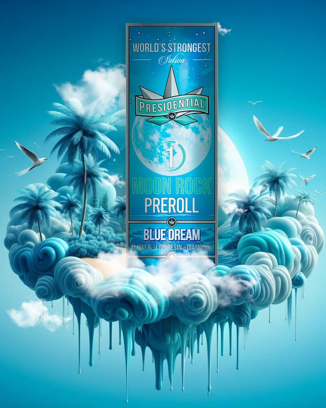 Presidential Blue Dream infused pre-roll package in blue